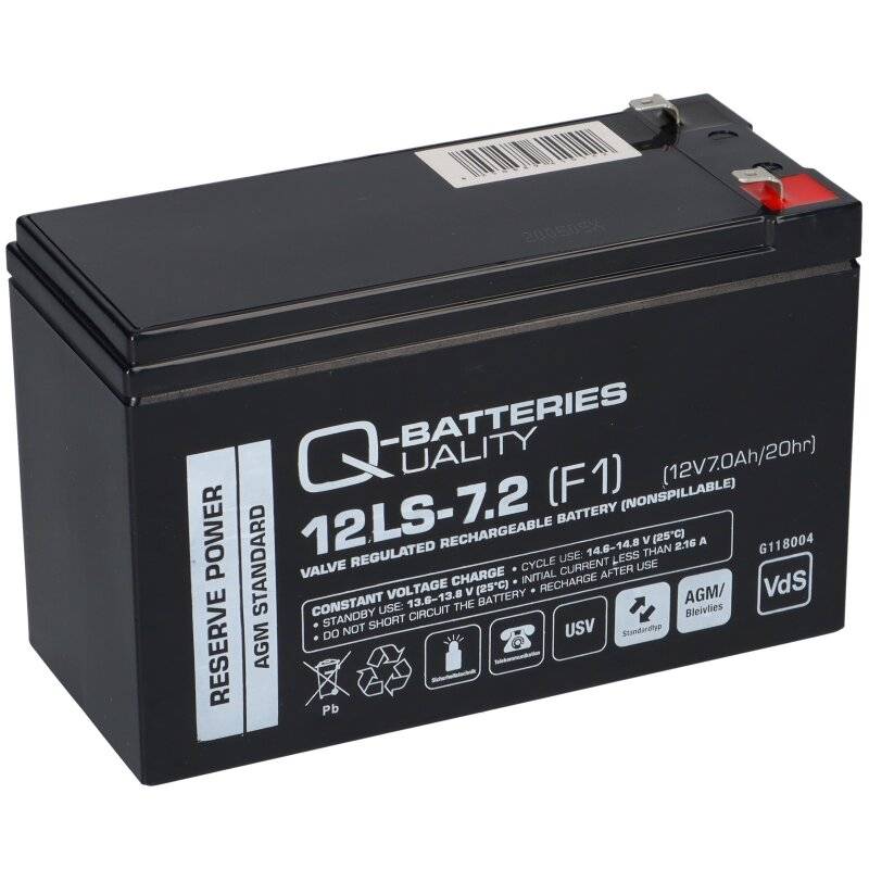 B-Ware Q-Batteries 12LS-7.2 F1 12V 7,2Ah Blei-Vlies-Akku / AGM VRLA mit VdS von Q-Batteries