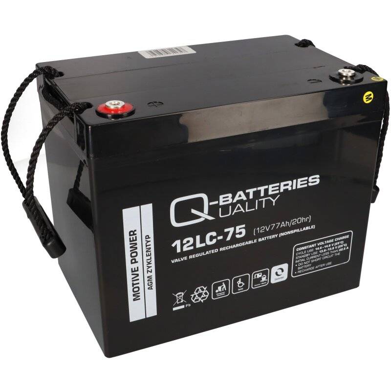 Blei Akku kompatibel Weidezaun 12V 75Ah 12LC-75 M6 QB von Q-Batteries