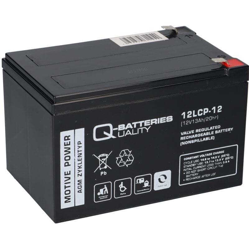 Elektro-Roller-Scooter Batterie Akku 12LCP-12 12V-13Ah zyklenfest QB von Q-Batteries