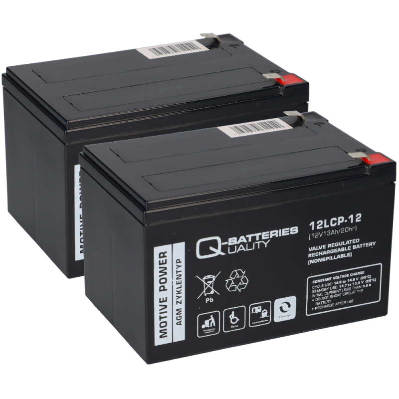 Ersatzakku f. Alber E-Fix, Max-E, V-Max und Quix 2x 12LCP-12 12V-13Ah Zyklenfest QB von Q-Batteries