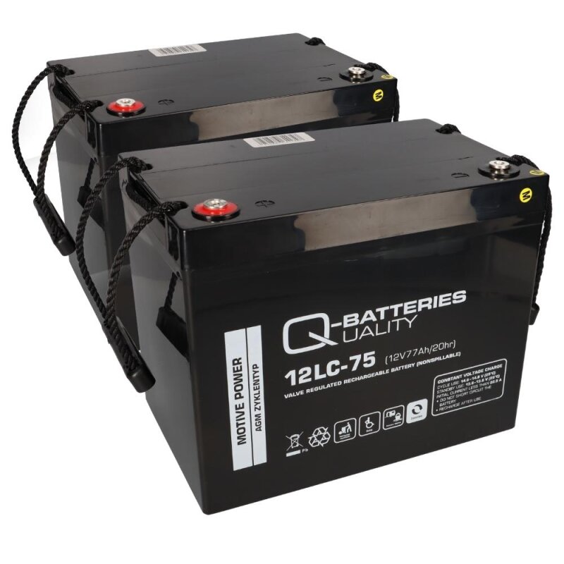 Ersatzakku f. Meyra Optimus 2 2 x 12V 75Ah Blei AGM Akku-Satz zyklenfest QB von Q-Batteries