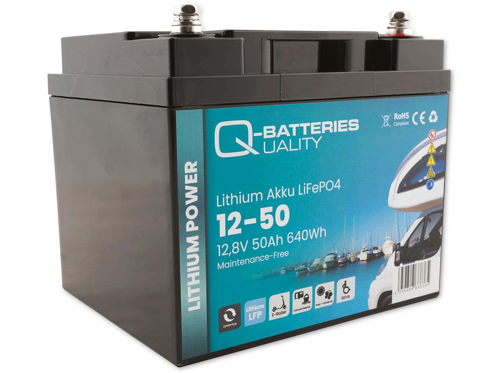Q-BATTERIES Lithium Akku 12-50 12,8V, 50Ah 640Wh LiFePO4 Batterie von Q-Batteries