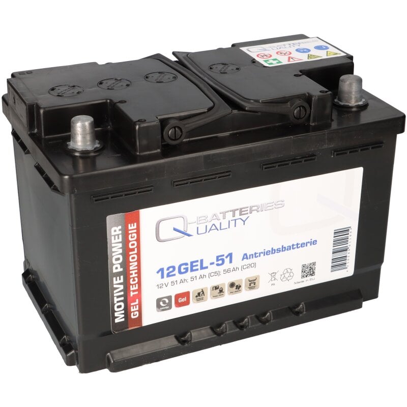 Q-Batteries 12GEL-51 Antriebsbatterie 12V 52Ah (5h), 60Ah (20h) wartungsfreier Gel-Akku VRLA von Q-Batteries