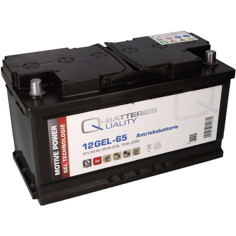 Q-Batteries 12GEL-65 Antriebsbatterie 12V 65Ah (5h), 73Ah (20h) wartungsfreier Gel-Akku VRLA von Q-Batteries