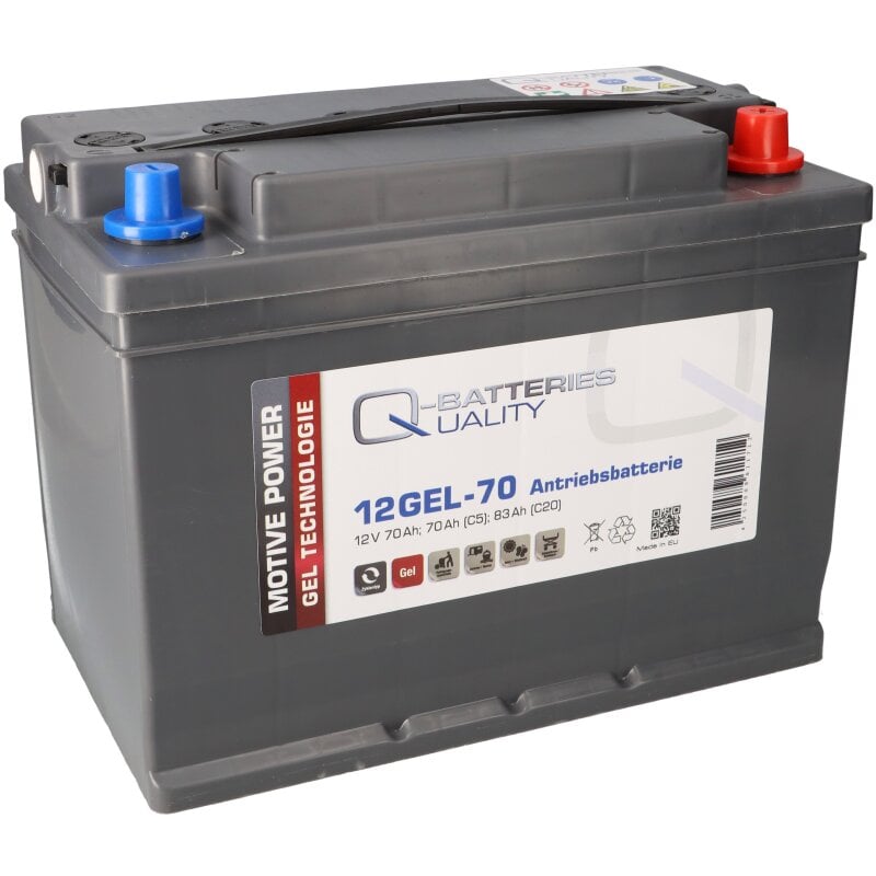 Q-Batteries 12GEL-70 Antriebsbatterie 12V 70Ah (5h), 75Ah (20h) wartungsfreier Gel-Akku VRLA von Q-Batteries