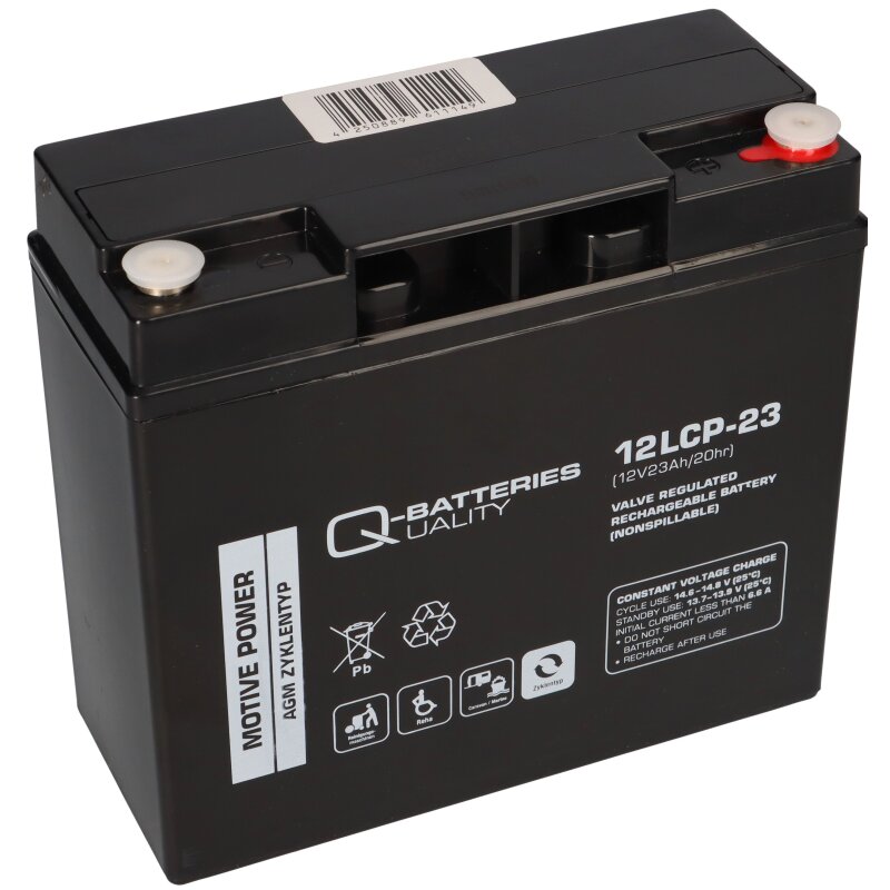 Q-Batteries 12LCP-23 / 12V - 23Ah Blei Akku Zyklentyp AGM - Deep Cycle VRLA Schraubanschluss M5 von Q-Batteries