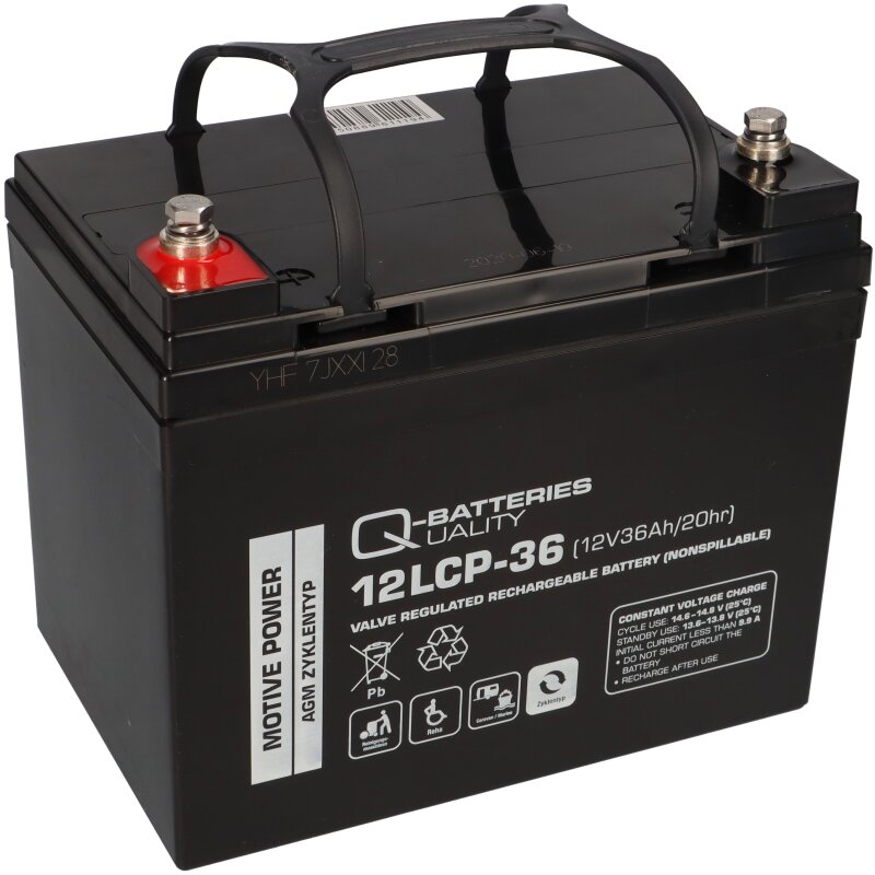 Q-Batteries 12LCP-36 / 12V - 36Ah Blei Akku Zyklentyp AGM - Deep Cycle VRLA von Q-Batteries