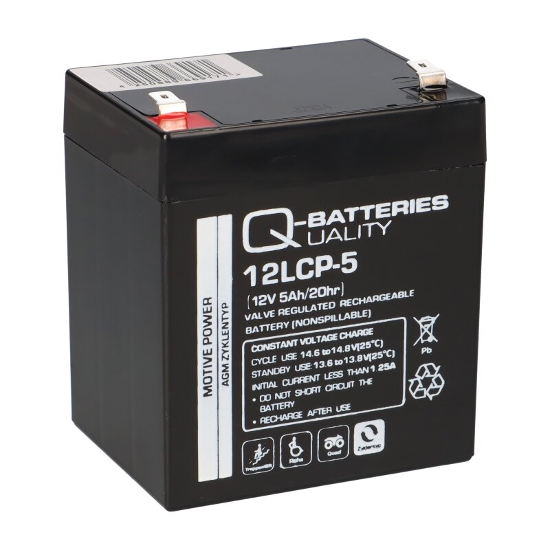 Q-Batteries 12LCP-5 12V - 5Ah AGM Bleiakku zyklenfest von Q-Batteries