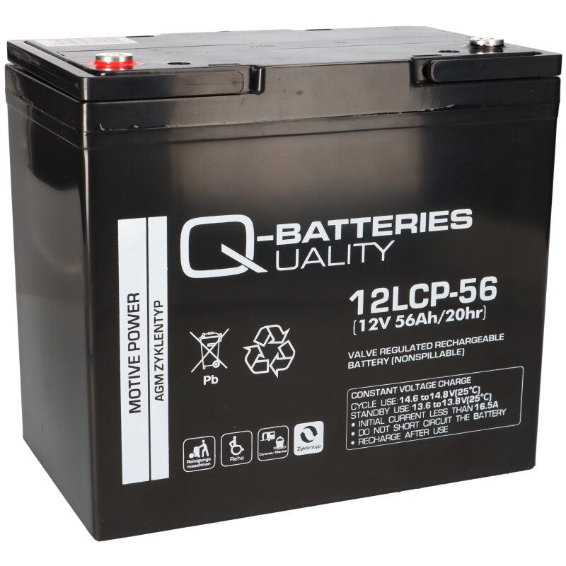 Q-Batteries 12LCP-56 / 12V - 56Ah Blei Akku Zyklentyp AGM - Deep Cycle VRLA von Q-Batteries