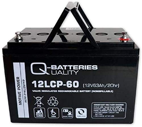 Q-Batteries 12LCP-60 / 12V - 63Ah (C20) Blei Akku Zyklentyp AGM - Deep Cycle VRLA von Q-Batteries