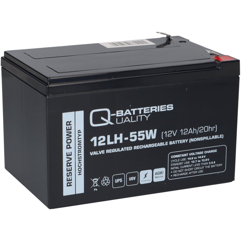 Q-Batteries 12LH-55W 12V 12Ah AGM VRLA Hochstrom USV von Q-Batteries