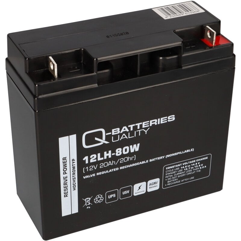 Q-Batteries 12LH-80W 12V 20Ah Blei-Vlies-Akku AGM VRLA Hochstrom USV von Q-Batteries