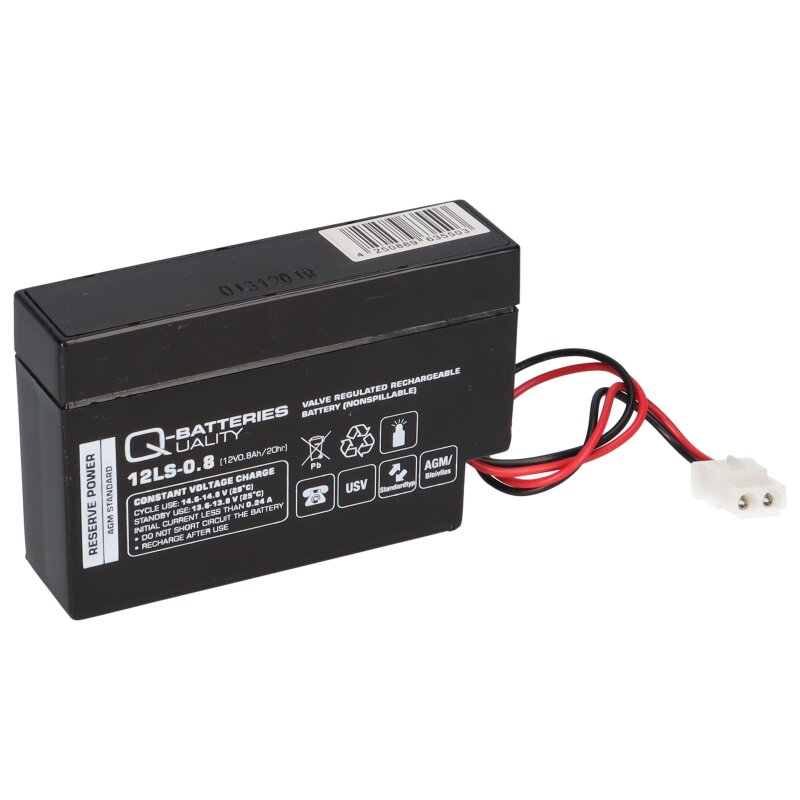 Q-Batteries 12LS-0.8 12V 0,8Ah AGM Blei-Vlies Akku mit AMP-Stecker Q-Batteries 12LS-0.8 12V 0,8Ah AGM Blei-Vlies Akku mit AMP-Stecker von Q-Batteries