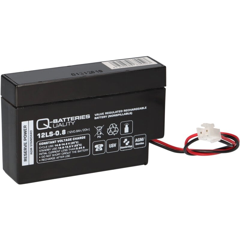 Q-Batteries 12LS-0.8 12V 0,8Ah Blei-Vlies-Akku / AGM mit JST Stecker Q-Batteries 12LS-0.8 12V 0,8Ah Blei-Vlies-Akku / AGM mit JST Stecker von Q-Batteries