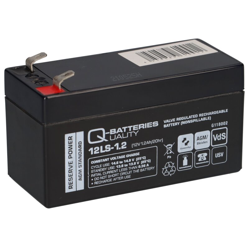 Q-Batteries 12LS-1.2 12V 1,2Ah Blei-Vlies Akku / AGM VRLA mit VdS von Q-Batteries