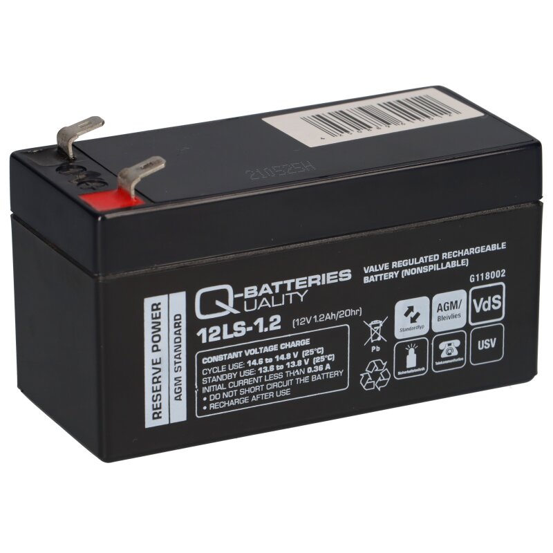 Q-Batteries 12LS-1.2 12V 1,2Ah Blei-Vlies Akku / AGM VRLA mit VdS Q-Batteries 12LS-1.2 12V 1,2Ah Blei-Vlies Akku / AGM VRLA mit VdS von Q-Batteries