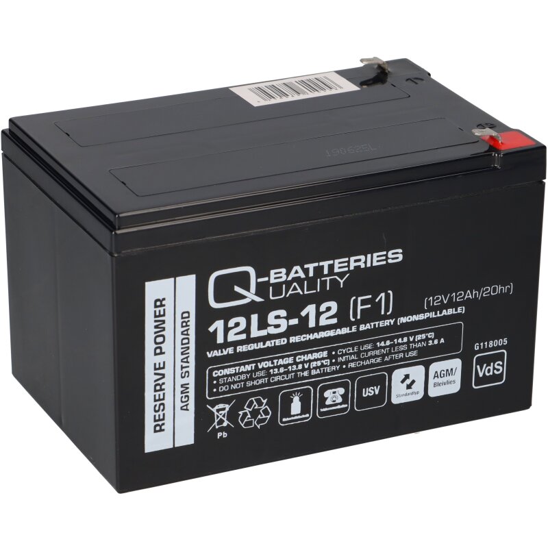 Q-Batteries 12LS-12 F1 12V 12Ah Blei-Vlies-Akku / AGM VRLA mit VdS Q-Batteries 12LS-12 F1 12V 12Ah Blei-Vlies-Akku / AGM VRLA mit VdS von Q-Batteries