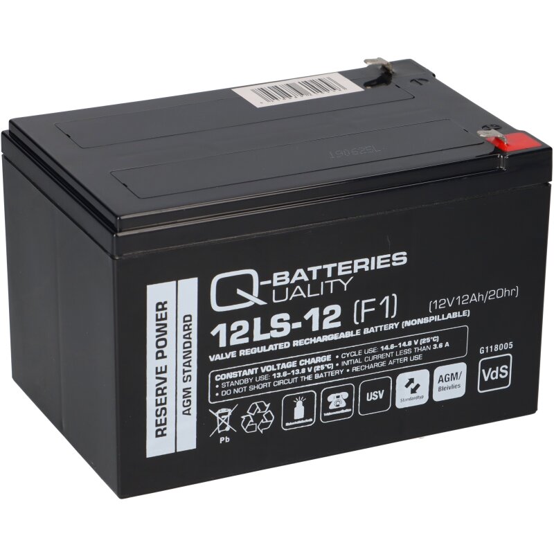 Q-Batteries 12LS-12 F1 12V 12Ah Blei-Vlies-Akku / AGM VRLA mit VdS von Q-Batteries