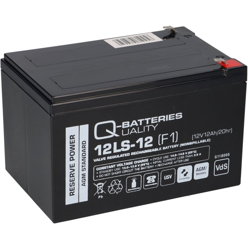 Q-Batteries 12LS-12 F1 12V 12Ah Blei-Vlies-Akku / AGM VRLA mit VdS Q-Batteries 12LS-12 F1 12V 12Ah Blei-Vlies-Akku / AGM VRLA mit VdS von Q-Batteries