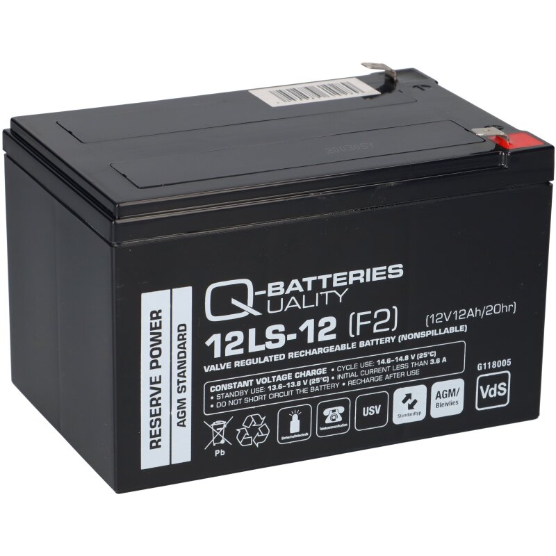 Q-Batteries 12LS-12 F2 12V 12Ah Blei-Vlies-Akku / AGM VRLA mit VdS von Q-Batteries