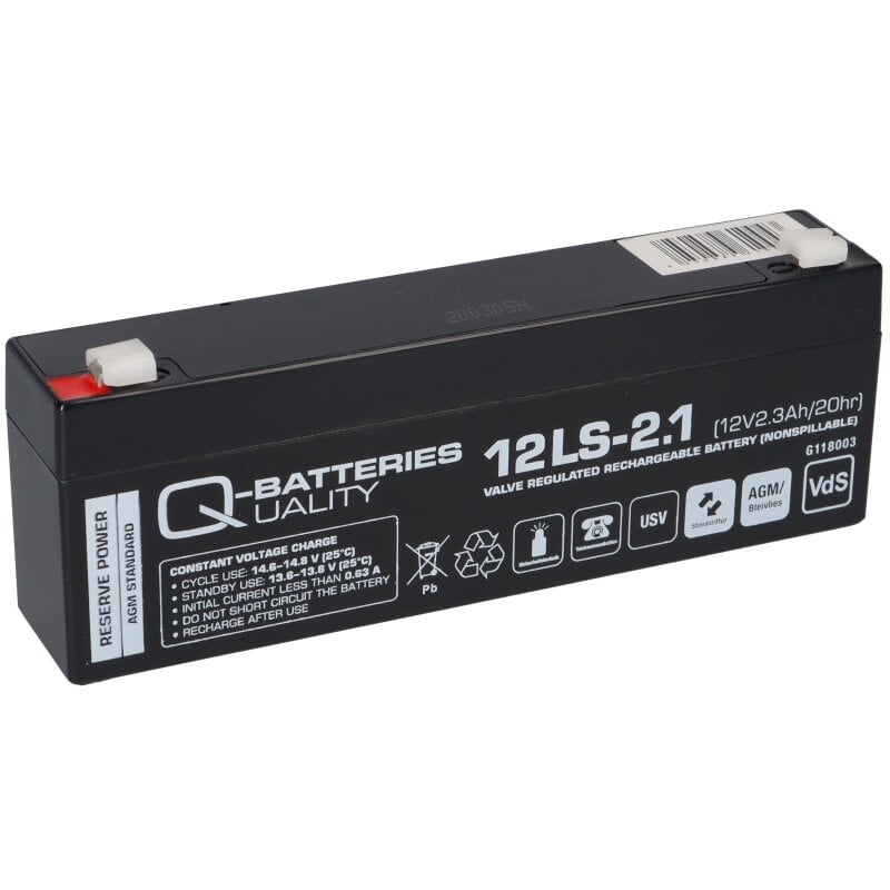 Q-Batteries 12LS-2.1 12V 2,1Ah Blei-Vlies Akku / AGM VRLA VRLA mit VdS von Q-Batteries