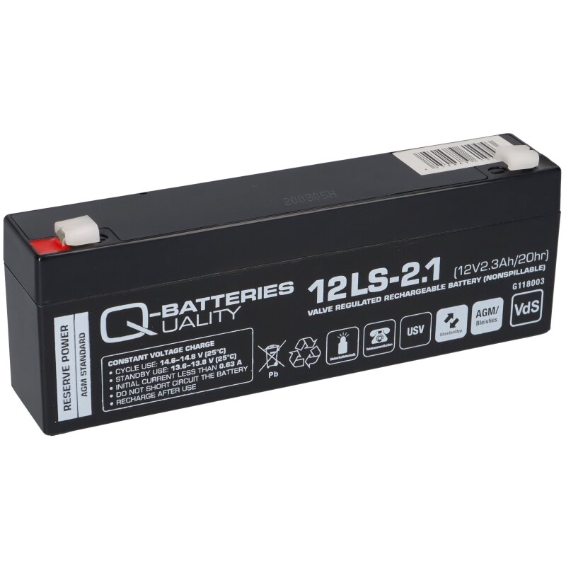 Q-Batteries 12LS-2.1 12V 2,1Ah Blei-Vlies Akku / AGM VRLA VRLA mit VdS Q-Batteries 12LS-2.1 12V 2,1Ah Blei-Vlies Akku / AGM VRLA VRLA mit VdS von Q-Batteries