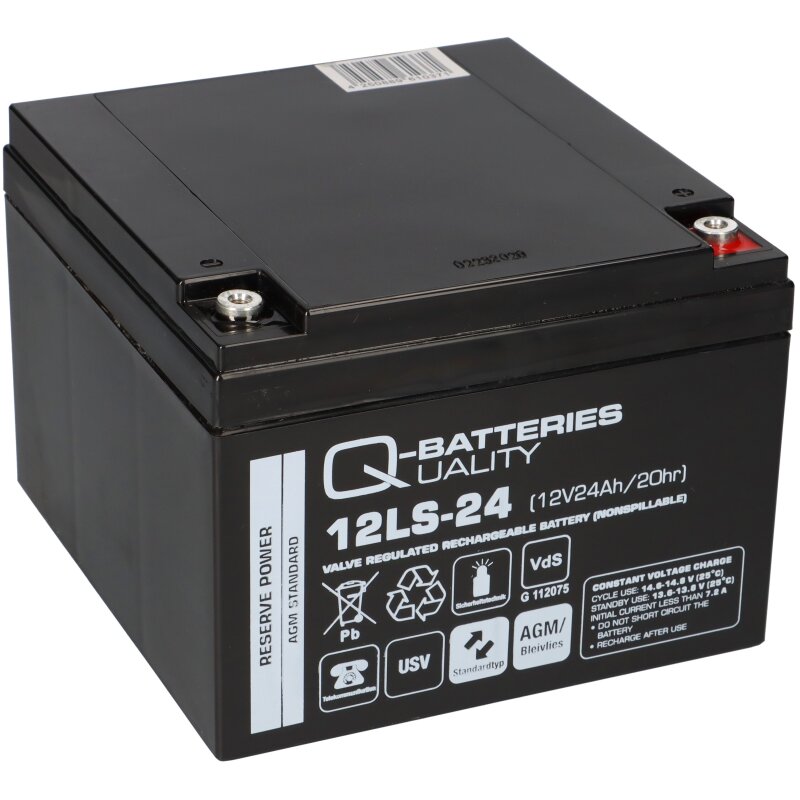 Q-Batteries 12LS-24 12V 24Ah Blei-Vlies-Akku / AGM VRLA mit VdS von Q-Batteries