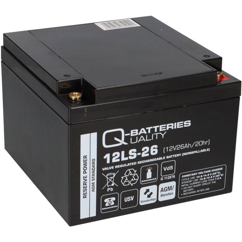 Q-Batteries 12LS-26 12V 26Ah Blei-Vlies-Akku / AGM VRLA mit VdS von Q-Batteries