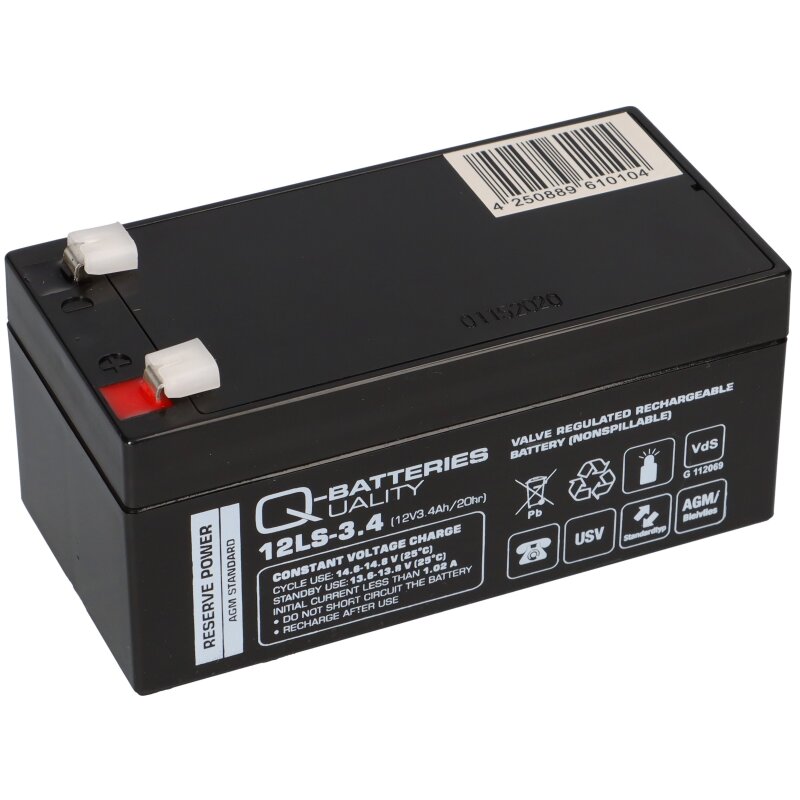 Q-Batteries 12LS-3.4 12V 3,4Ah Blei-Vlies Akku / AGM VRLA mit VdS Q-Batteries 12LS-3.4 12V 3,4Ah Blei-Vlies Akku / AGM VRLA mit VdS von Q-Batteries