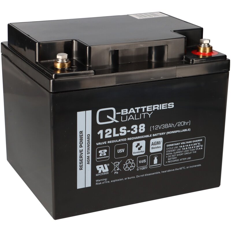 Q-Batteries 12LS-38 12V 38Ah Blei-Vlies-Akku / AGM VRLA mit VdS von Q-Batteries