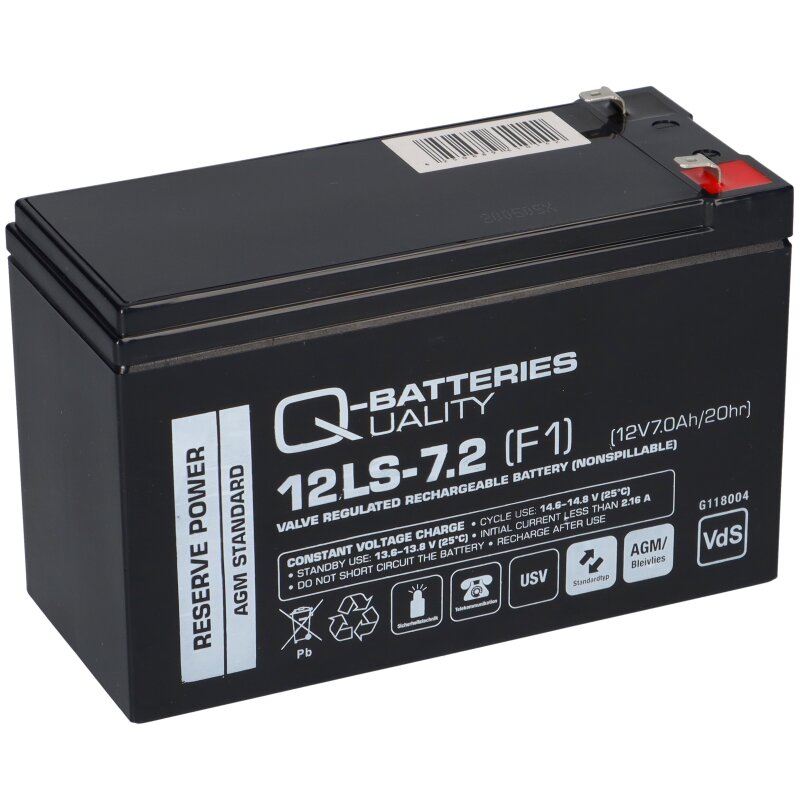 Q-Batteries 12LS-7.2 F1 12V 7,2Ah Blei-Vlies-Akku / AGM VRLA mit VdS von Q-Batteries