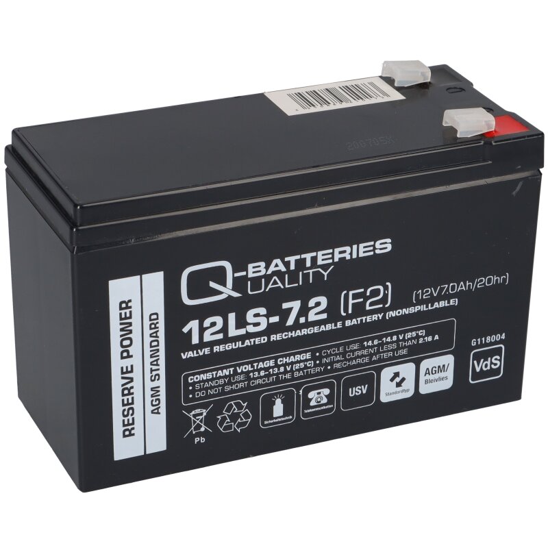 Q-Batteries 12LS-7.2 F2 12V 7,2Ah Blei-Vlies-Akku / AGM VRLA mit VdS von Q-Batteries