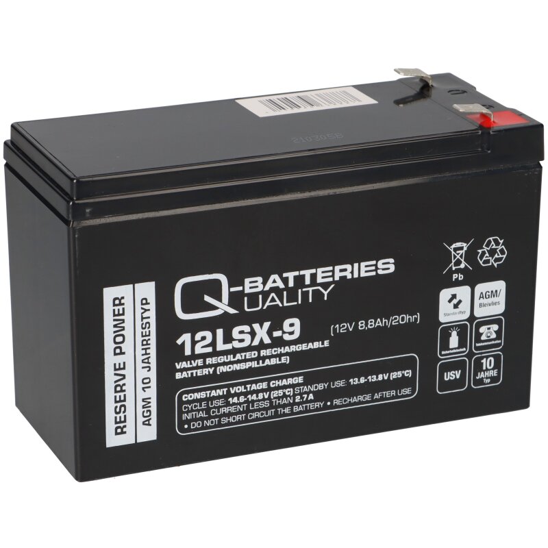 Q-Batteries 12LSX-9 12V 8,8Ah Blei-Vlies-Akku / AGM 10 Jahre von Q-Batteries