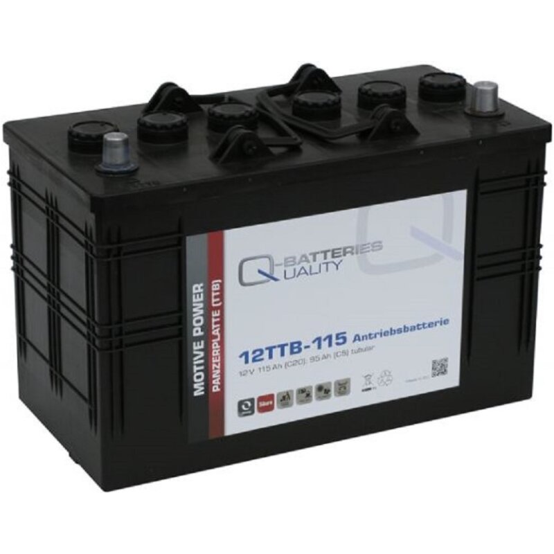 Q-Batteries 12TTB-115 12V 115Ah (C20) geschlossene Blockbatterie, positive Röhrchenplatte von Q-Batteries