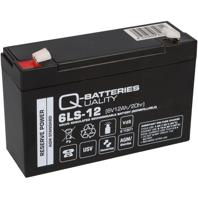 Q-Batteries 6LS-12 6V 12Ah Blei-Vlies Akku / AGM VRLA mit VdS Q-Batteries 6LS-12 6V 12Ah Blei-Vlies Akku / AGM VRLA mit VdS von Q-Batteries