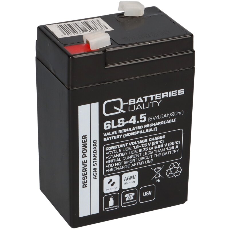 Q-Batteries 6LS-4.5 6V 4,5Ah Blei-Vlies Akku AGM VRLA von Q-Batteries