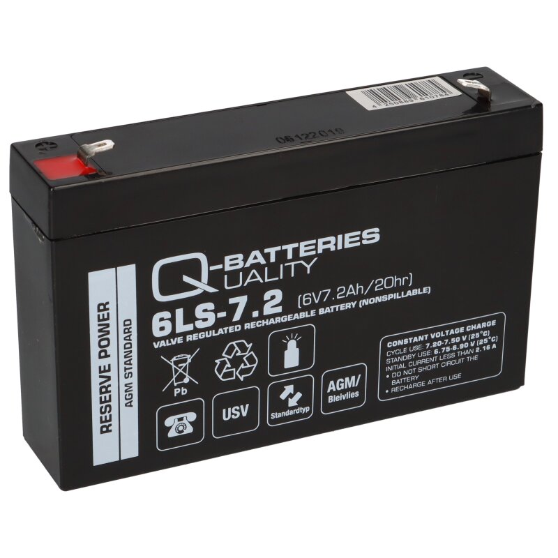 Q-Batteries 6LS-7.2 6V 7,2Ah Blei-Vlies Akku AGM VRLA von Q-Batteries