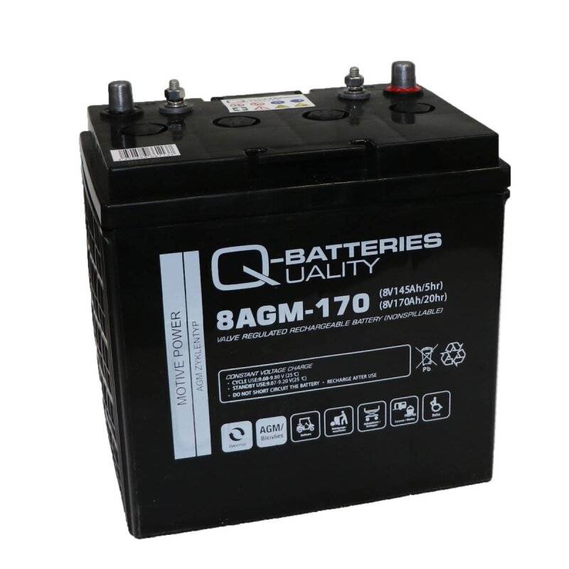 Q-Batteries 8 AGM-170 Traktionsbatterie 8V 145Ah AGM Akku VRLA von Q-Batteries
