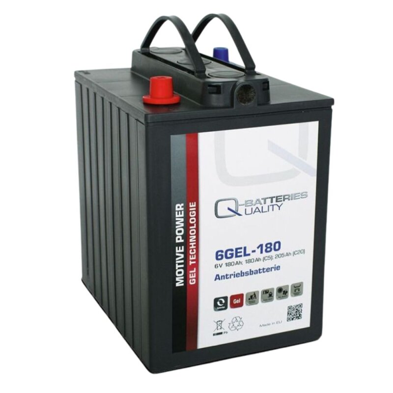 Q-Batteries Antriebsbatterie 6GEL-180 6V 180Ah (5h) 205Ah (20h) wartungsfreier Gel-Akku VRLA von Q-Batteries