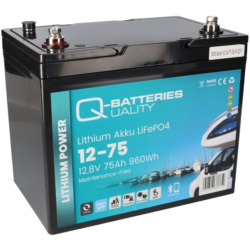 Q-Batteries LiFePO4 Akku 12-75 12,8V 75Ah mit Bluetooth von Q-Batteries