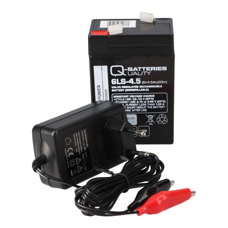 Set - Bleiakku und Ladegerät - 6V 4,5Ah Q-Batteries Akku 0,6A Lader Set - Bleiakku und Ladegerät - 6V 4,5Ah Q-Batteries Akku 0,6A Lader von Q-Batteries