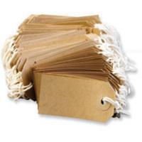 200 LARGE Brown/Buff (Manilla) Strung 134x67mm Tag/Tie On Luggage Craft Labels 5 by Q-Connect von Q-Connect