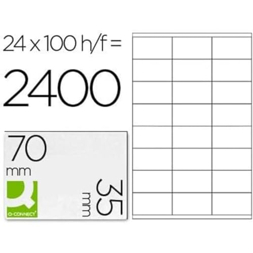 Q-CONNECT Etiketten Selbstklebend / 70 x 35 mm / 100 Blatt A4 / Weiß/Adressaufkleber Bedruckbar Adressetiketten Aufkleber Universal Klebeetiketten Haushaltsetiketten/ 2400 Etiketten von Q-Connect