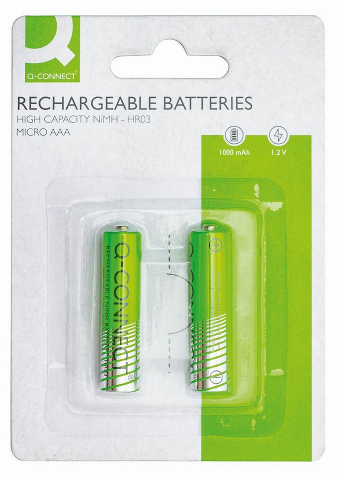 Q-Connect Akku-Batterien Rechargeable - Micro/AAA/HR03, 1,2 V, 2 Stück Batterie Q-Connect Akku-Batterien Rechargeable - Micro/AAA/HR03, 1,2 V, 2 Stück Batterie von Q-Connect