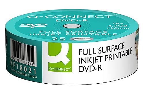 Q Connect DVD-R-Disc, 16 x 4,7 GB, bedruckbar, 25 Stück Q Connect DVD-R-Disc, 16 x 4,7 GB, bedruckbar, 25 Stück von Q-Connect