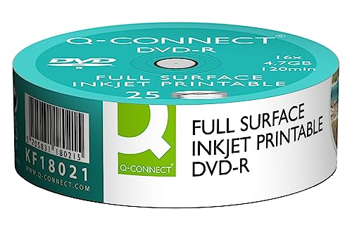 Q Connect DVD-R-Disc, 16 x 4,7 GB, bedruckbar, 25 Stück von Q-Connect