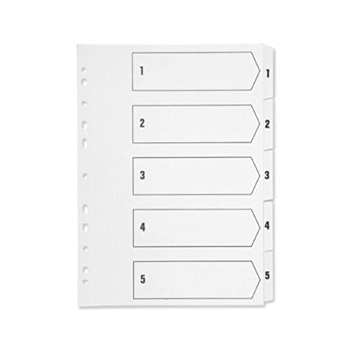 Q Connect Index A4 Universallochung 1–5 verstärkte weiß Board Registern, transparent von Q-Connect