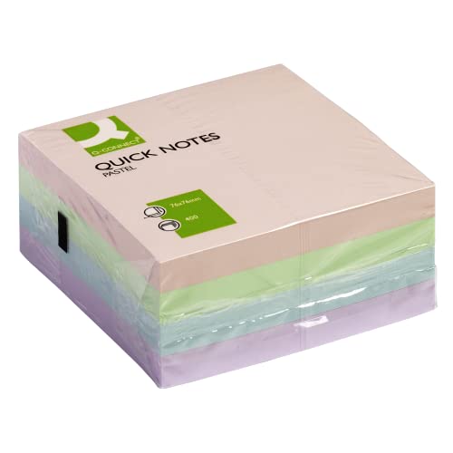 Q-Connect KF01347 Haftnotizen Haftnotizblock 76x76mm pastell von Q-Connect