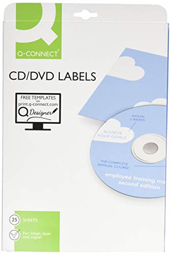 Q-Connect KF01579 Universaletiketten für Laser, Inkjet und Kopierer CD 116D 25 Blatt von Q-Connect