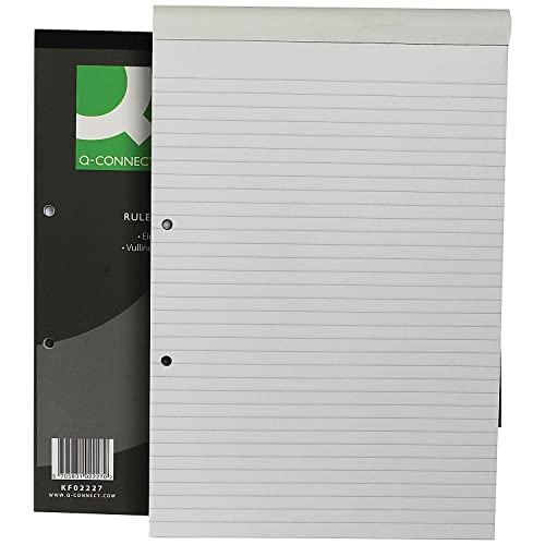 Q-Connect KF02227 Nachfüllblock, fein liniert, Kopfbindung, Weiß, 80 Seiten, A4 (10 Stück) von Q-Connect